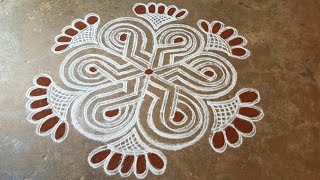 Saraswati pooja special// padi kolam// pandaga muggulu //easy rangoli//4