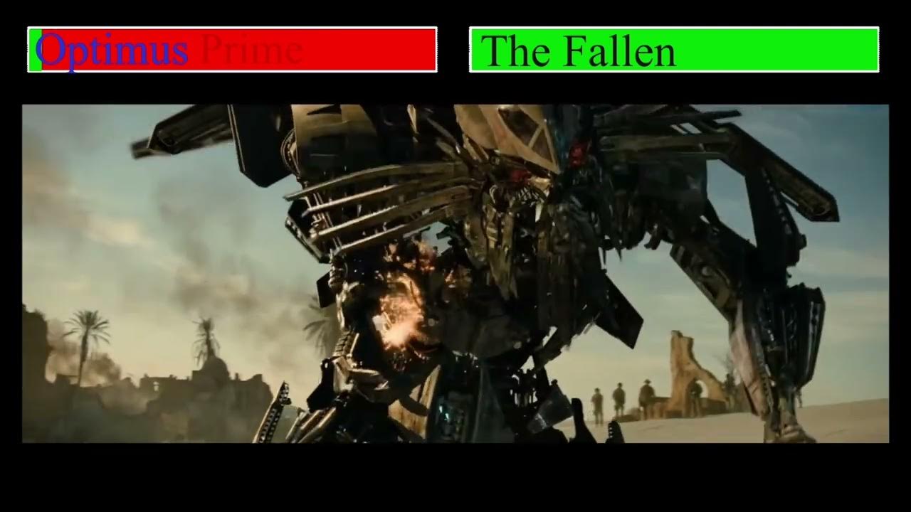 Optimus Prime vs The Fallen and Megatron with Healthbars Transformers