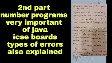 Number programs of Java part 2 || types of error explained || boards (icse) || BY Rashmi Sinha ...