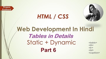 HTML Introduction 4 || HTML Tables || Web Development In HINDI || Part 6