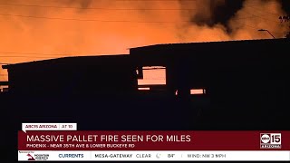 Phoenix firefighters battling third-alarm fire near 35th Avenue and Lower Buckeye Road