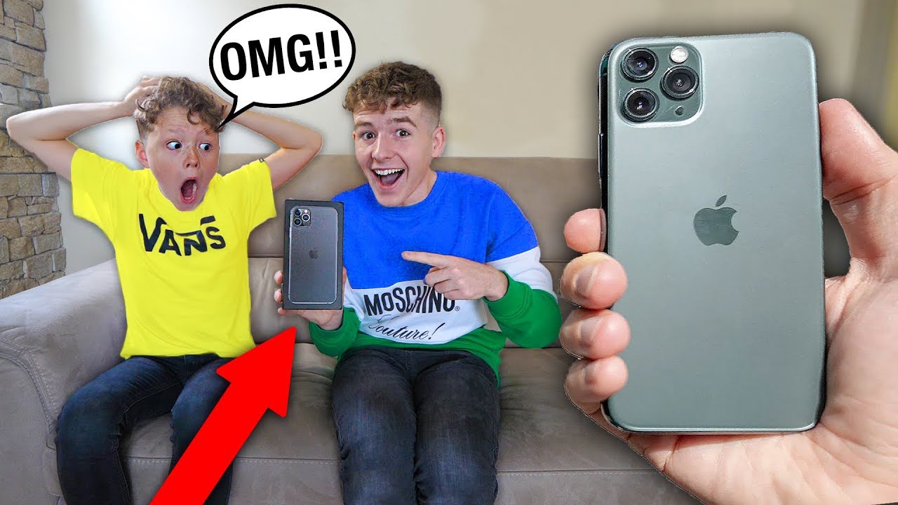 Surprising Little Brother with NEW iPhone 11 Pro *EMOTIONAL* - YouTube