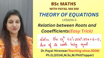 Theory of equations I Ex-1 of Relation between roots and coefficients I BSc Maths I RTMNU Maths