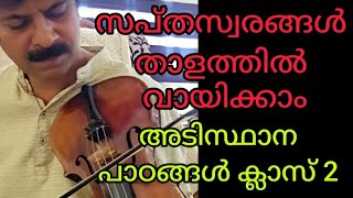 Violin basic lessons| Class 2 | Saptha swarangal | 4speeds |