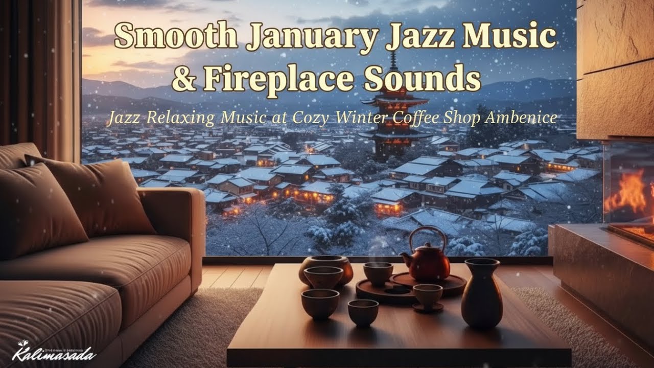 Smooth January Jazz Music & Fireplace Sounds⛄Jazz Relaxing Music at Cozy Winter Coffee Shop Ambience