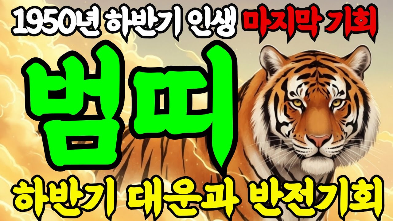 범띠 큰일났다! 2025년 1950년 76세 경인생 호랑이띠 인생 말년 운세! 외면 당했던 모진 인생의 인생역전의 기회온다!