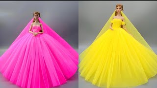 Disney Princess Doll Makeover ~ DIY Miniature Ideas for Barbie - Wig, Dress, Faceup, andMore! DIY