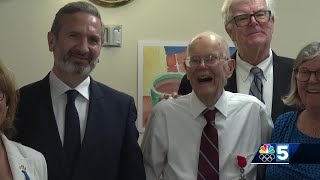 Local centenarian received France's most prestigious honor Wednesday
