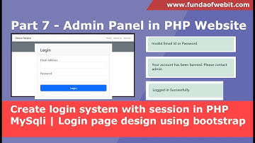 Part 7 - How to create login system with session in PHP MySqli | Login page design using bootstrap