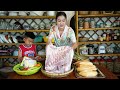 Mother and daughter cooking - Country family make Bacon Sandwich for lunch - Sreypov life show