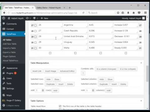 WordPress demo: install TablePress plugin
