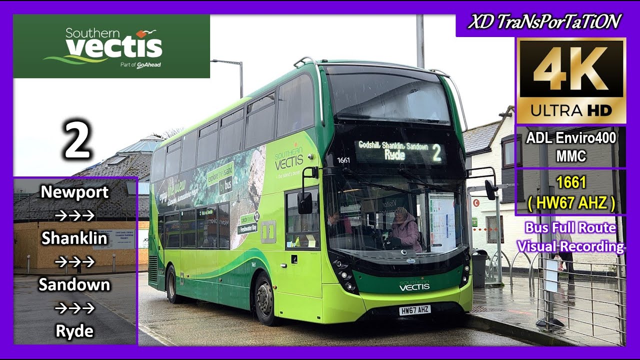 [Southern Vectis] 2 ~ Newport Bus Station ➝ Ryde Esplanade【4K UW】