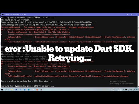 Unable to update Dart SDK. Retrying pada Flutter