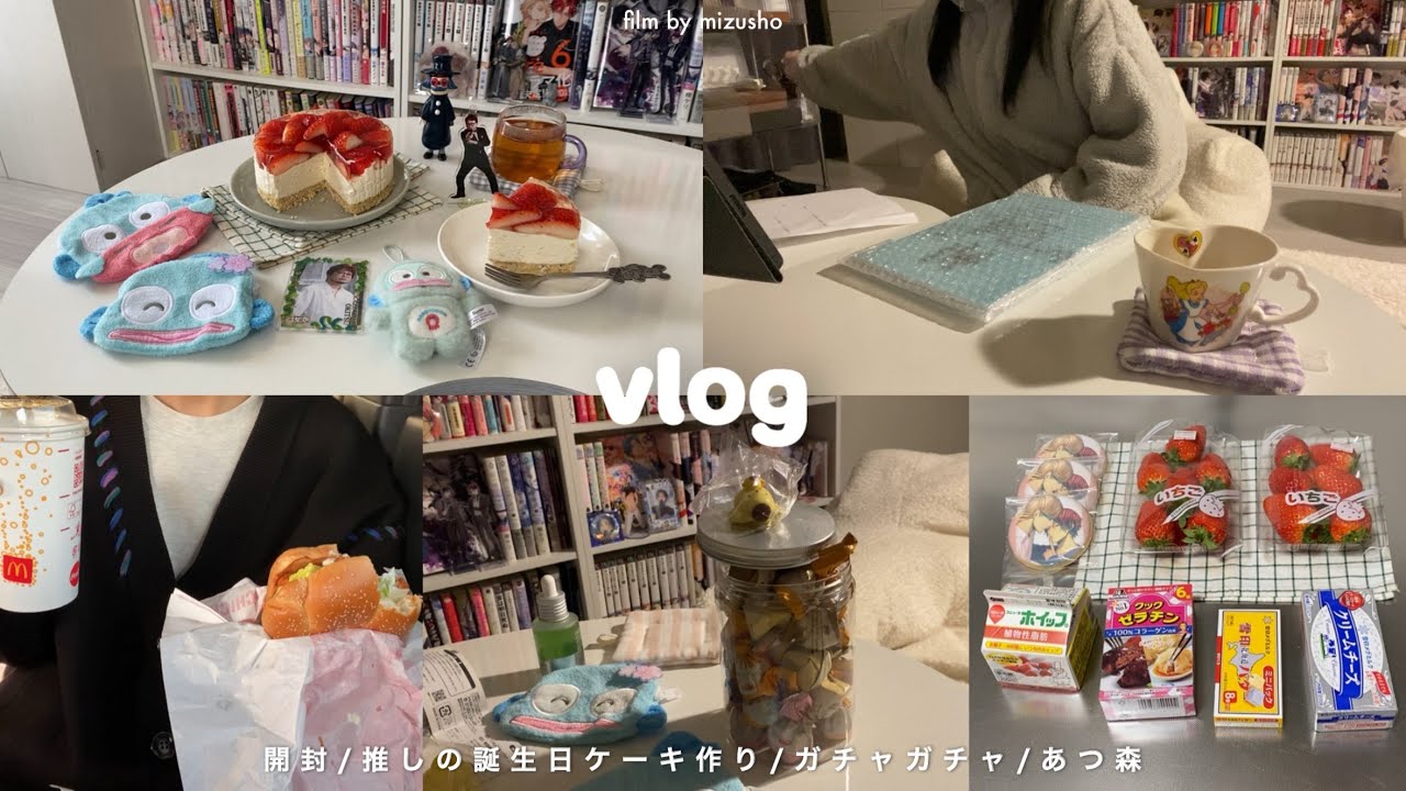 ₍ vlog ₎田舎住みオタク社会人の三連休の過ごし方🍰💭┆推しの誕生日ケーキ作り┆ガチャガチャ🐟🎀