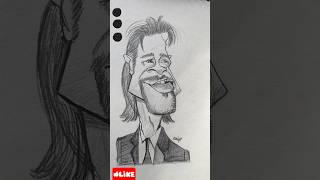 😂 Brad Pitt Caricature Drawing | Funny Celebrity Art #shorts