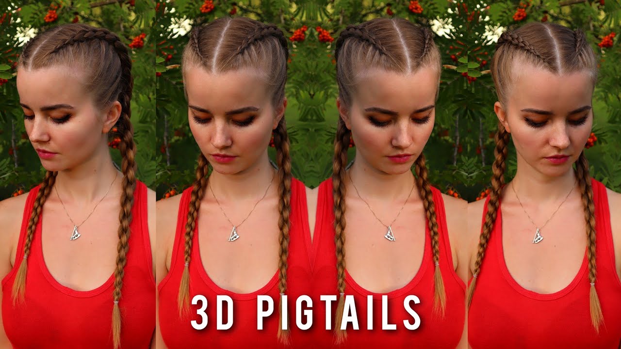 3D Pigtails | 4-Strand 3D Round Braids | Cornrow Hairstyles for Long Hair