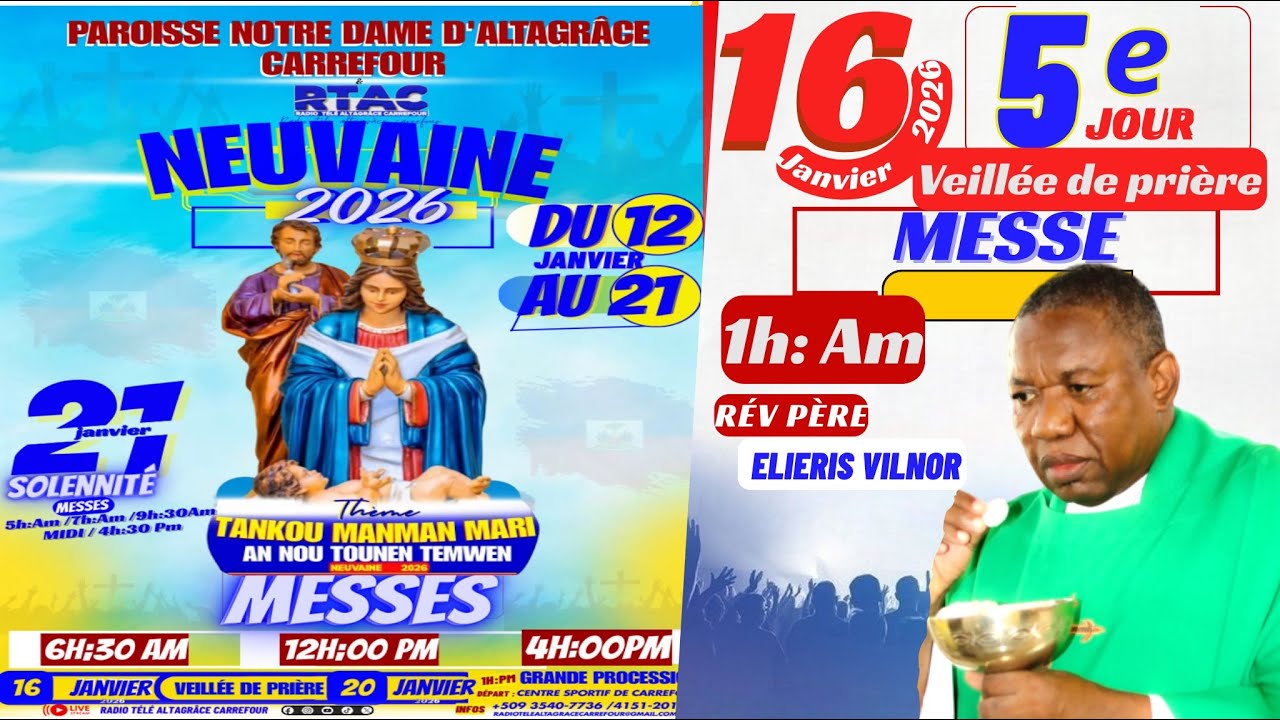 VENDREDI 16 JANVIER 2026 | VEILLÉE DE PRIÈRE | MESSE 1h:00 Am