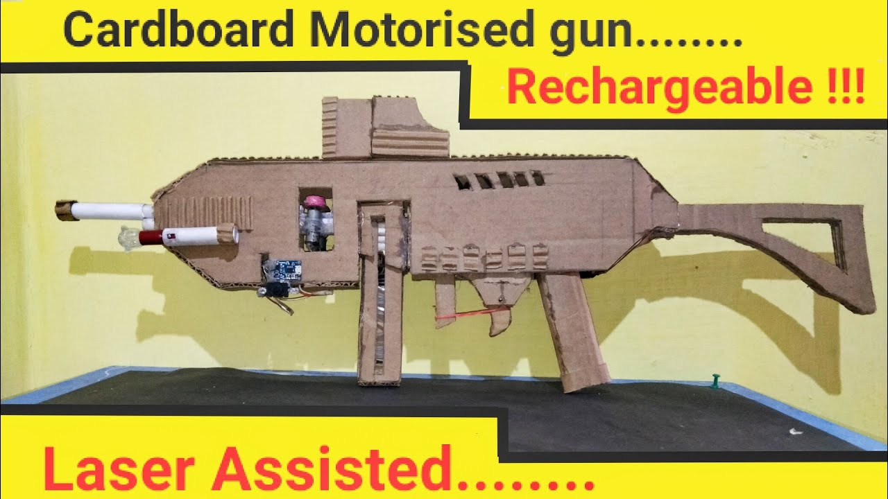 Cardboard rechargeable motorised assault rifle..... - YouTube