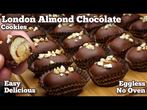 No Oven, Best Homemade London Almond Cookies Chocolate Recipe Valentine's Day Special