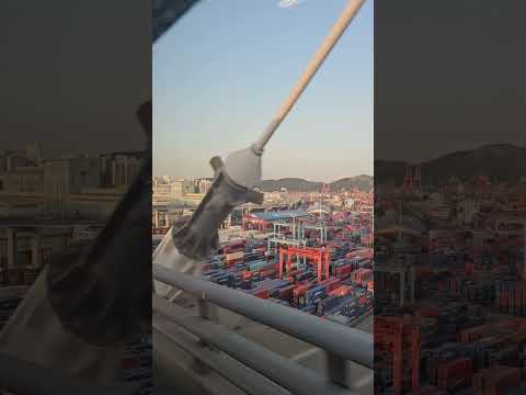 Astonishing View of Korean port from Gwangli Bridge Busan #travel #skybridge