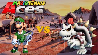 Mario Tennis Aces - Luigi Vs Dry Bowser - Snowfall Mountain