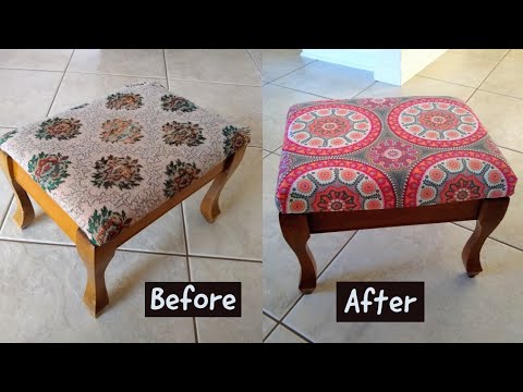 How to reupholster a simple footstool