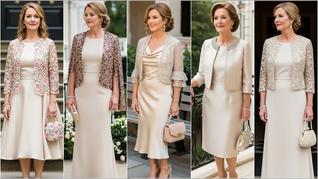 Champagne Mother of the Bride Dresses With Jackets - Champagne Color  Wedding Gowns for Bride's Moms