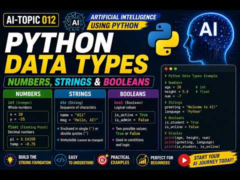 AI-Topic012 | Python Data Types - Numbers, Strings & Booleans | Artificial Intelligence using Python