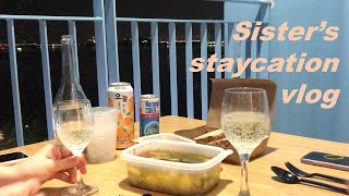 [자매 호캉스 vlog] 65,000원의 행복이었던 인천 영종도 오션솔레뷰호텔 ㅣ 칼국수,파전,감바스,와인먹고 ㅣ 벌레잡고 ㅣ 운전연습하고 ㅣ 영화도 봤다