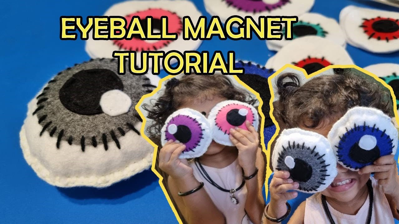 CARA MEMBUAT MAGNET MATA - DIY HALLOWEEN EYEBALL MAGNET| | FELT EYEBALL TUTORIAL