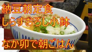 [朝ごはん] 納豆朝定食＋しらすおろし【なか卯】土曜日