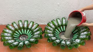 Creative Diy Glass Bottles Decor & Craft Ideas . Make Coffee Table And Flower Pots At Home .