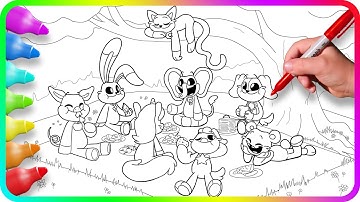 Coloring Pages SMILING CRITTERS - Picnic / Satisfying Coloring Poppy Playtime Chapter 3 characters