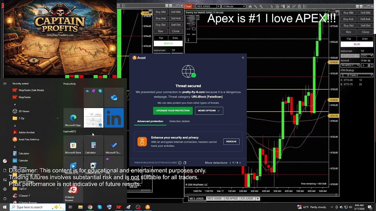 16th March 2026  Evening Daytrading ES Futures with Captain Profits