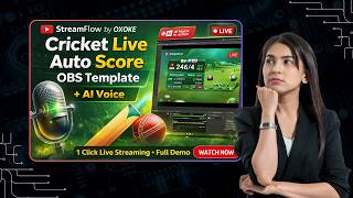 🔥 Cricket Live Auto Score OBS Template | 1 Click Streaming + AI Voice (Full Demo) screenshot 4