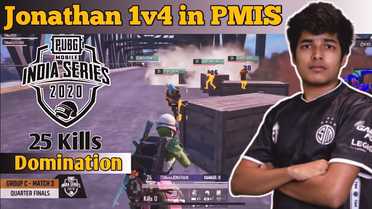 Jonathan 1v4 In PMIS | TSM Entity 25 Kills Domination in Erangle PMIS | Jonathan Neyo Clutchgod zgod