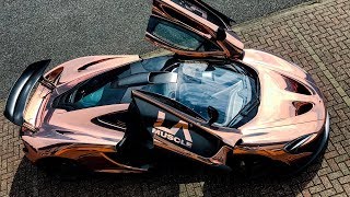 Join la muscle tv as they follow the mclaren p1 to king of wraps
yiannimize where she changes colour from volcano orange chrome rose
gold. f...