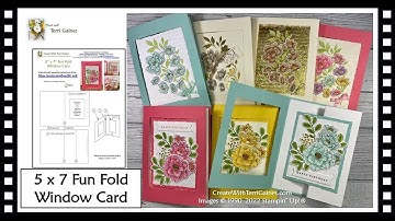 Cottage Rose 5 x 7 Fun Fold Window Cards with PDF Download