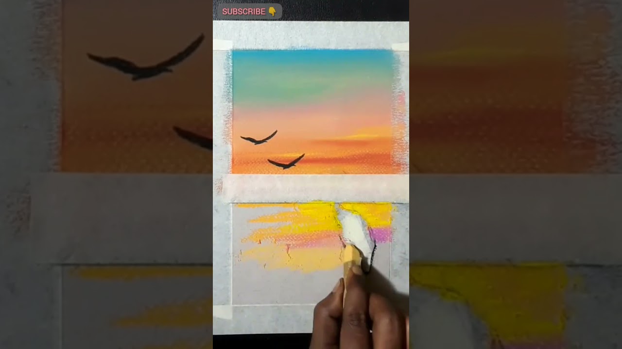 Sunset sarus crane bird drawing 😱   
