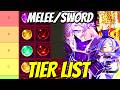 *SEA 2* SAILOR PIECE SWORDS &amp; MELEE TIER LIST! (RANKING BEST WEAPONS &amp; MELEES) Roblox