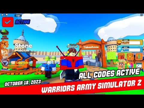 All Codes Active Warriors Army Simulator 2 ROBLOX, October 18,2023 