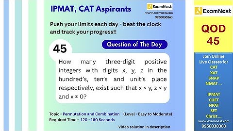 Question of the Day - 45 | Permutation & C0mbination | Easy to Moderate | CAT | IPMAT | NMAT