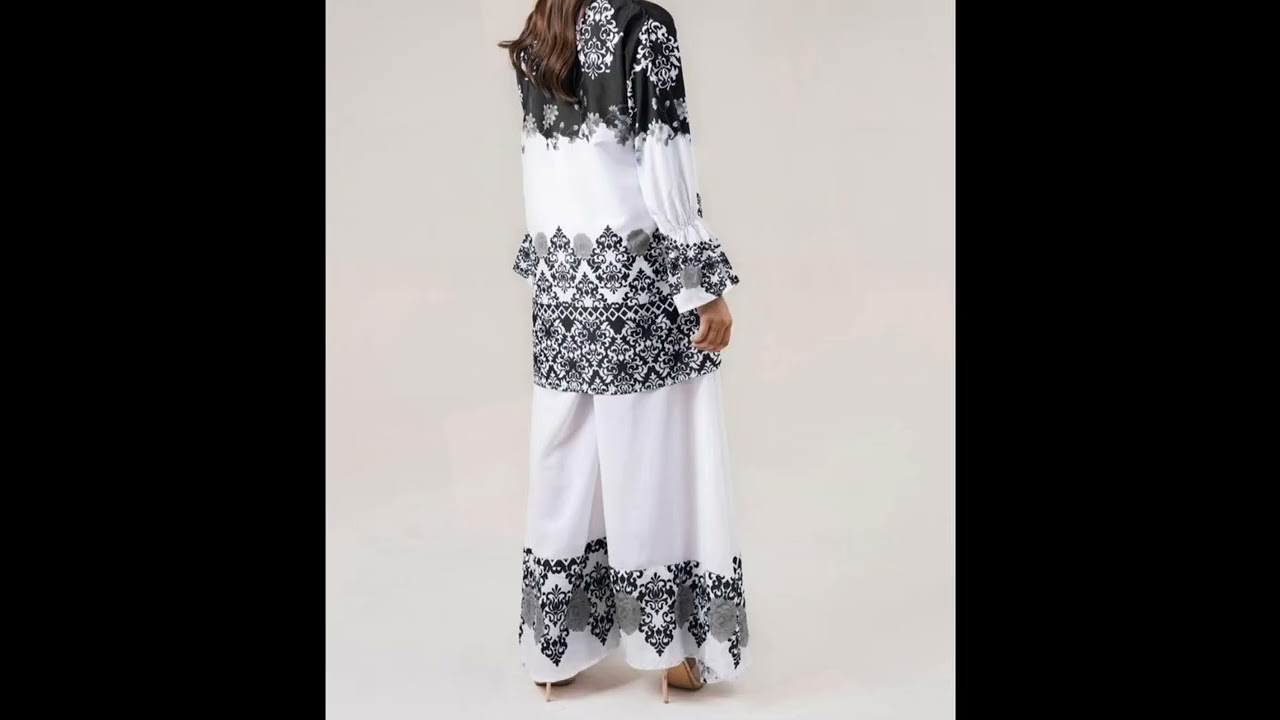 2 pcs women stitched Grip Printed shirt and Palazzo