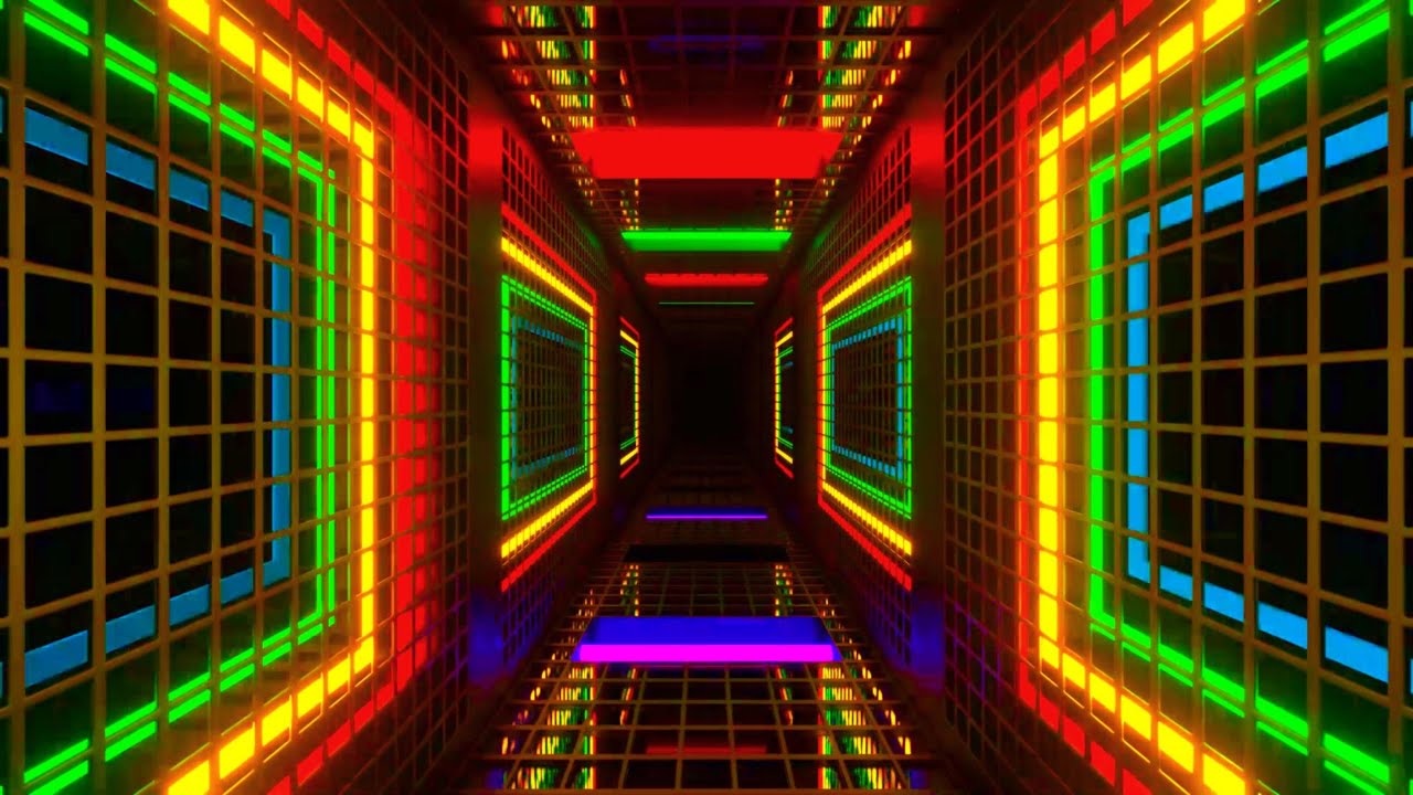 🌈 4K Заставка – Многоцветный Неоновый Цифровой Коридор | Футуристическая Петля (Без Звука)