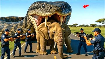 🐘 Real Life Heroes Save Pregnant Father Elephant From Ambush by Giant Python 🐍