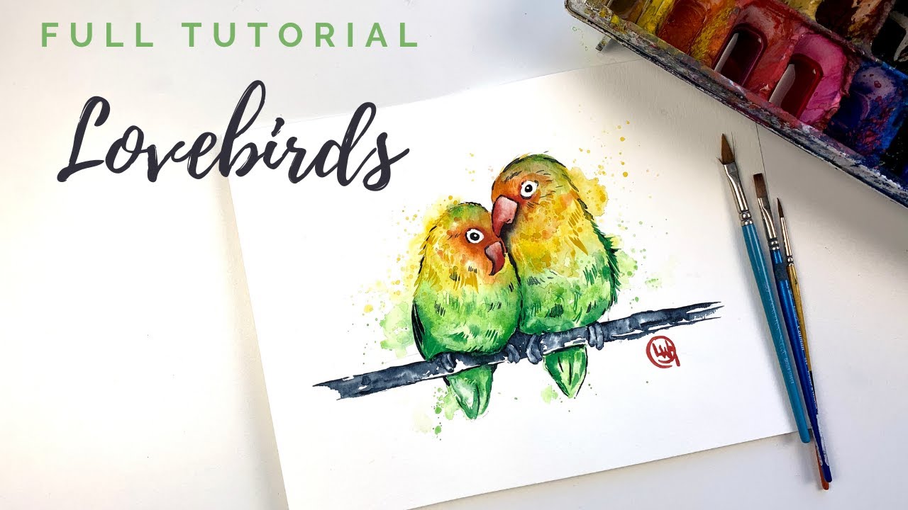 Easy Bird Painting Tutorial - Learn To Paint Love Birds - YouTube