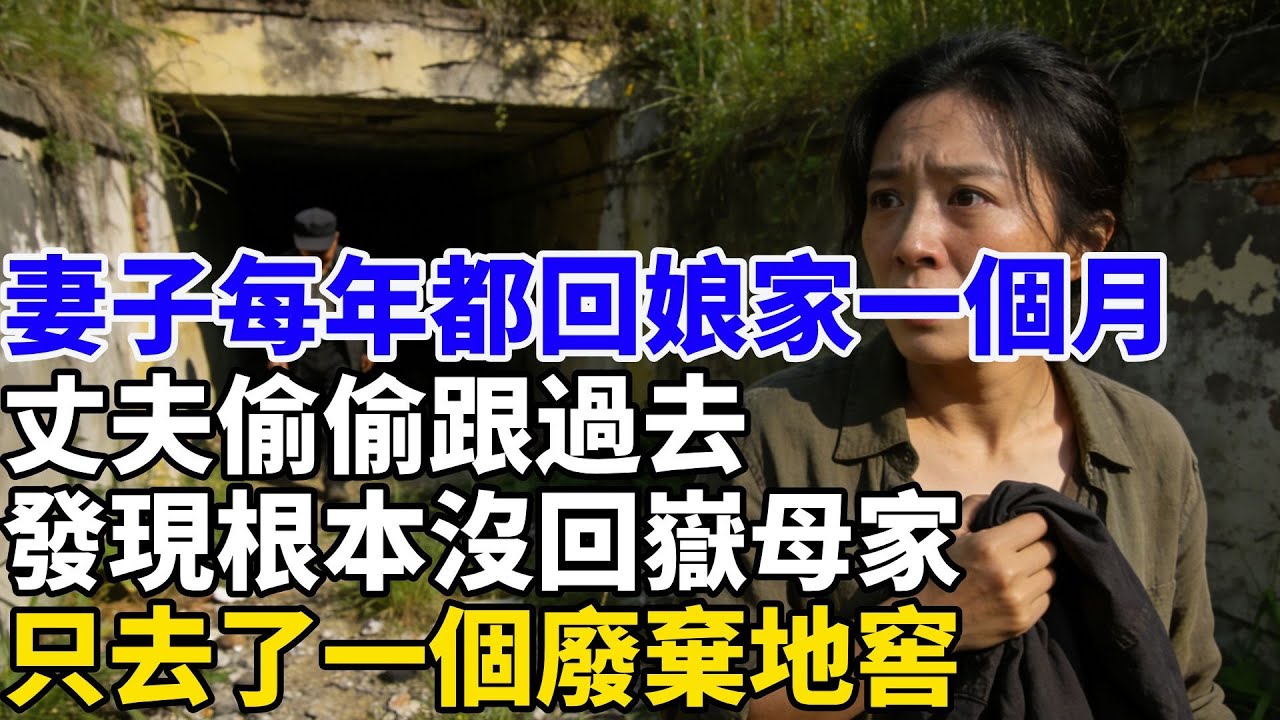 妻子每年都回孃家一個月，丈夫偷偷跟過去，發現根本沒回岳母家，只去了一個長滿荒草的廢棄地窖#奇聞#奇聞故事#故事頻道#情感故事