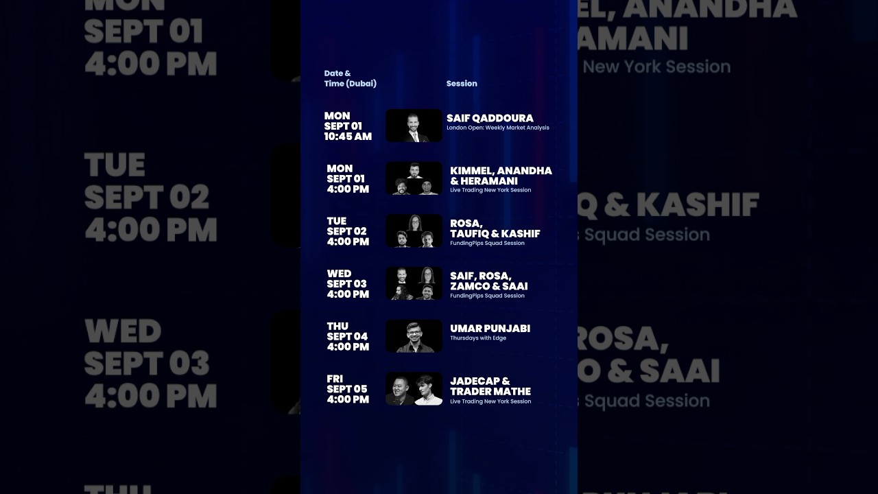 Tradin Live Trading Schedule 1st September to 5th September. #trading #tradingroom #tradingshow