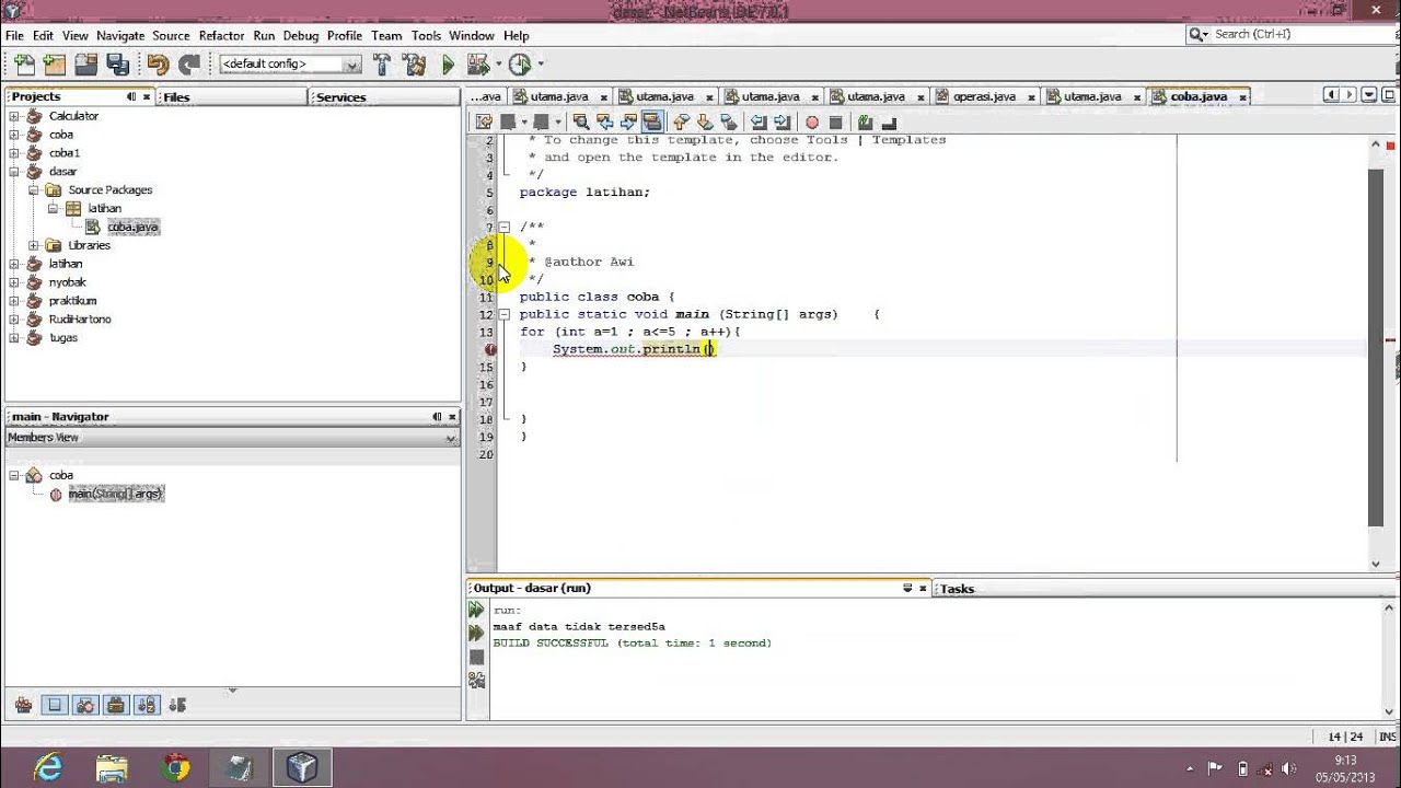 latihan dasar java (netbeans) - YouTube