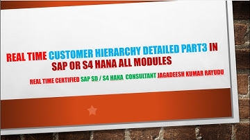 Real TIME customer hierarchy detailed part3 in sap or s4 hana all modules